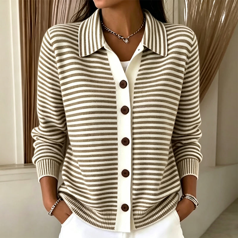 Dorothea - Women's Striped Button-Front Cardigan
