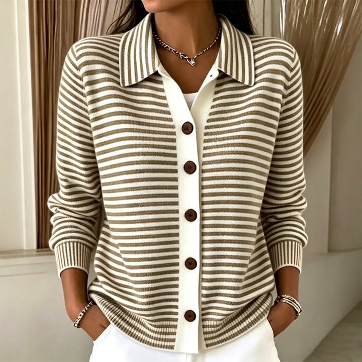 Dorothea - Women's Striped Button-Front Cardigan