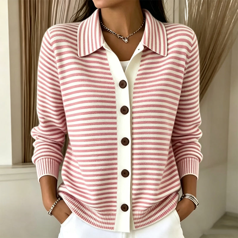 Dorothea - Women's Striped Button-Front Cardigan