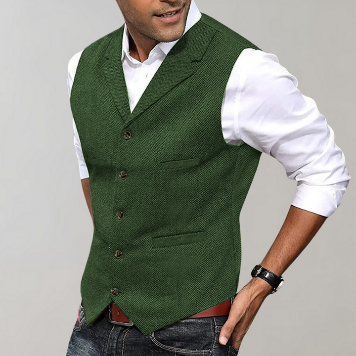 Edmund - Men's Herringbone Notch-Lapel Vest