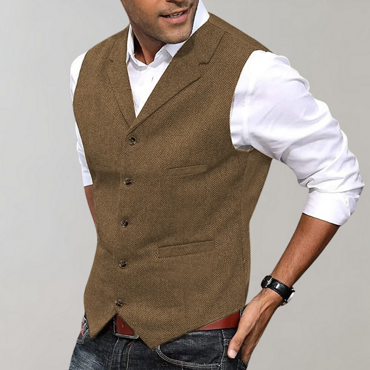 Edmund - Men's Herringbone Notch-Lapel Vest