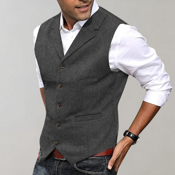 Edmund - Men's Herringbone Notch-Lapel Vest
