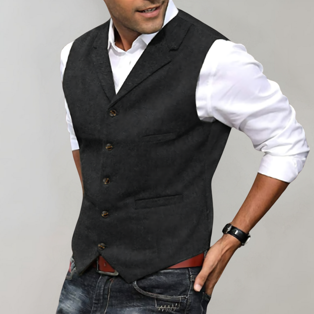 Edmund - Men's Herringbone Notch-Lapel Vest