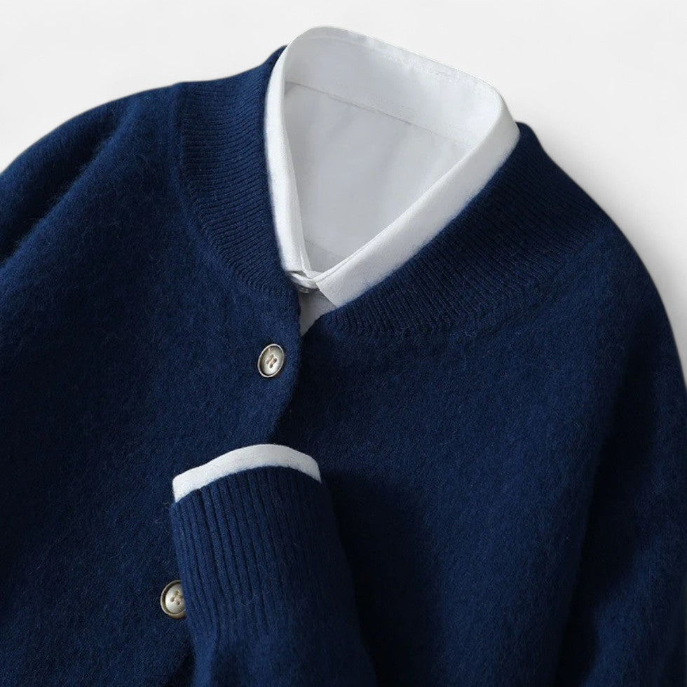 Edward - Men's Button-Front Cashmere Cardigan with Ribbed Trim
