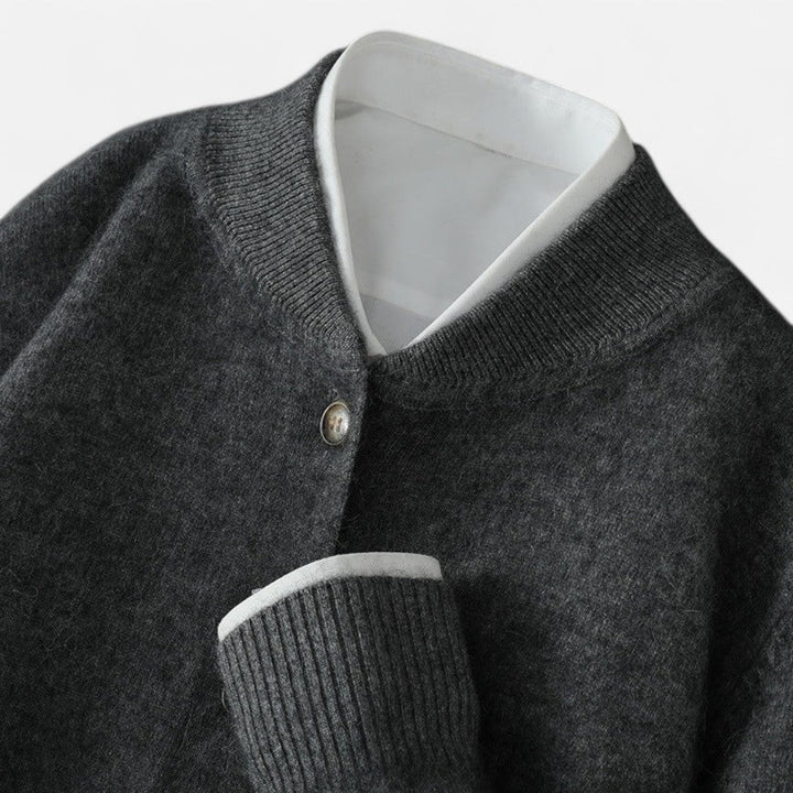 Edward - Men's Button-Front Cashmere Cardigan with Ribbed Trim