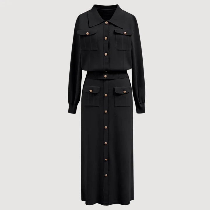 Erica - Women's Pocket-Detail Knit Blazer and Skirt Set