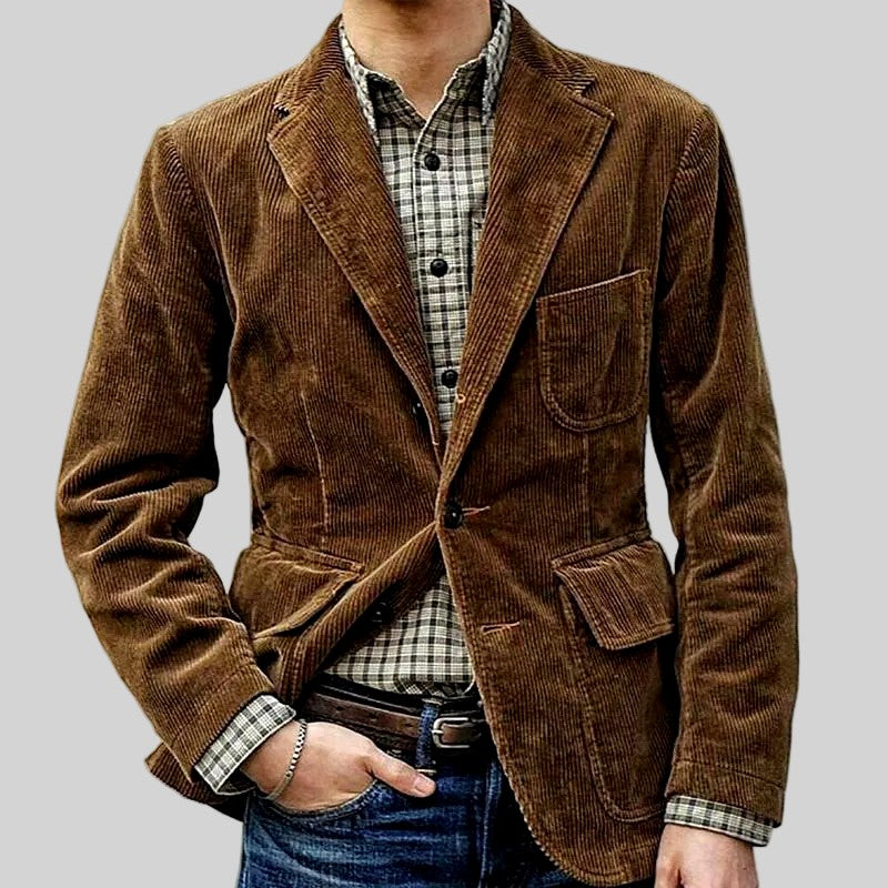 Finn - Men's Corduroy Blazer with Chest and Flap Pockets 4