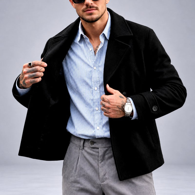 Greg - Men's Double-Breasted Notched Lapel Coat 1