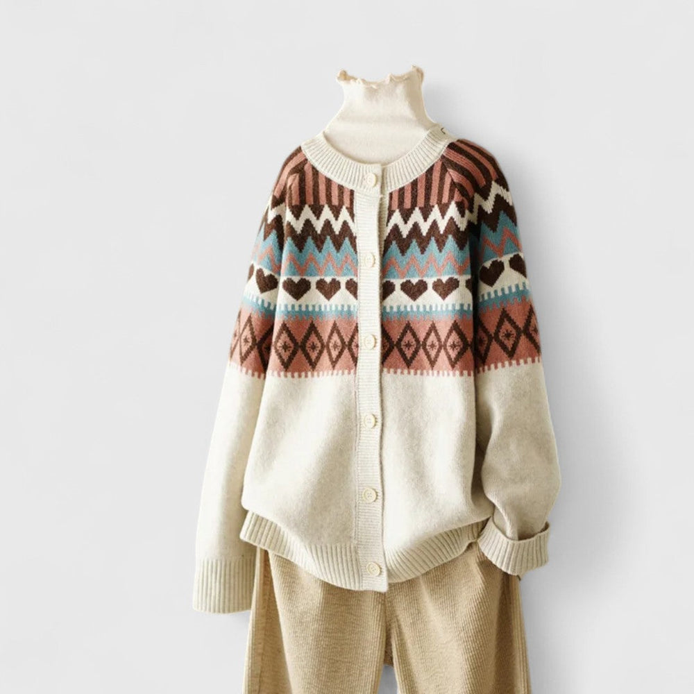 Hazel - Women's Patterned Button-Front Cardigan