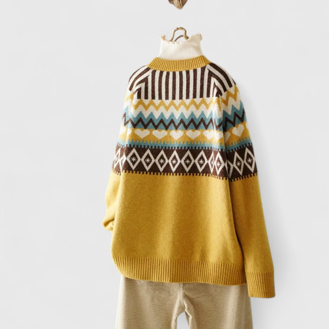 Hazel - Women's Patterned Button-Front Cardigan