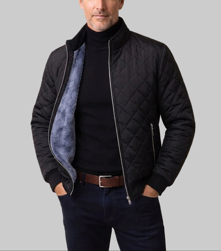 Hector - Men's Quilted Fleece-Lined Stand Collar Jacket