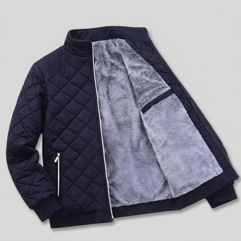 Hector - Men's Quilted Fleece-Lined Stand Collar Jacket