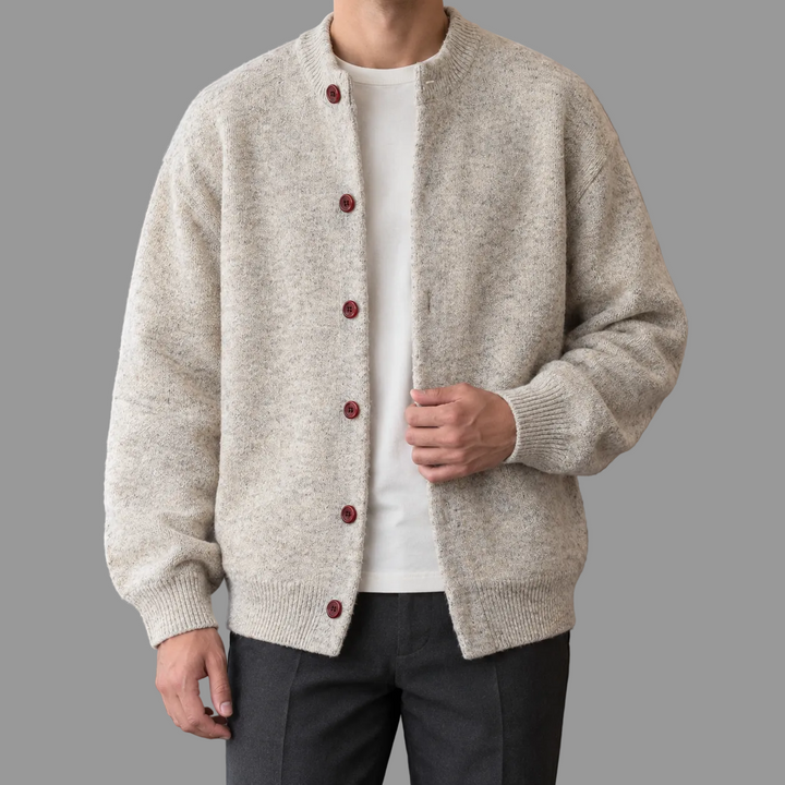 Jack - Men's Button-Front Knit Cardigan with Ribbed Trim