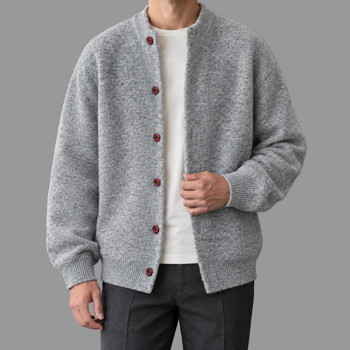 Jack - Men's Button-Front Knit Cardigan with Ribbed Trim