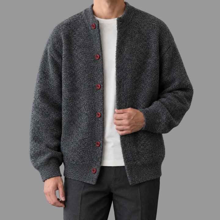 Jack - Men's Button-Front Knit Cardigan with Ribbed Trim