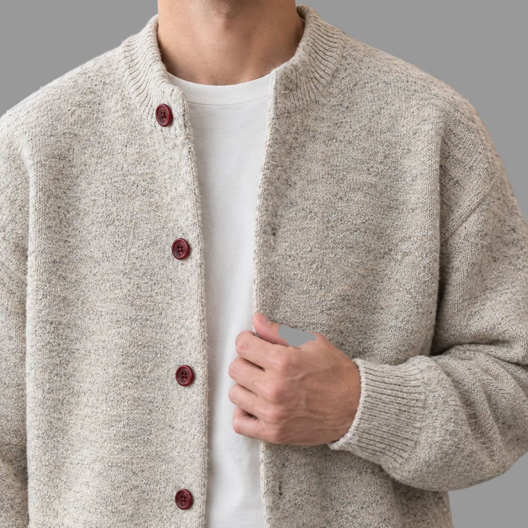 Jack - Men's Button-Front Knit Cardigan with Ribbed Trim