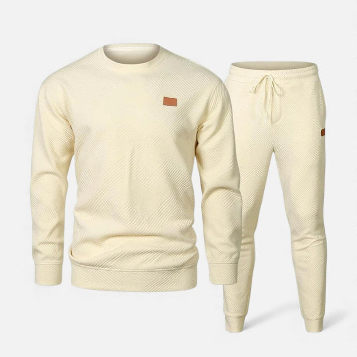 Jack - Men's Textured Crewneck Sweatsuit with Drawstring Joggers