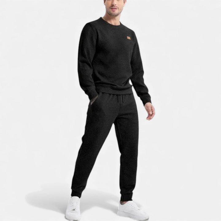 Jack - Men's Textured Crewneck Sweatsuit with Drawstring Joggers