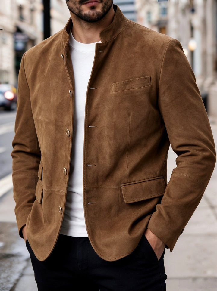 Jameson – Men’s Faux Suede Stand Collar Blazer 2