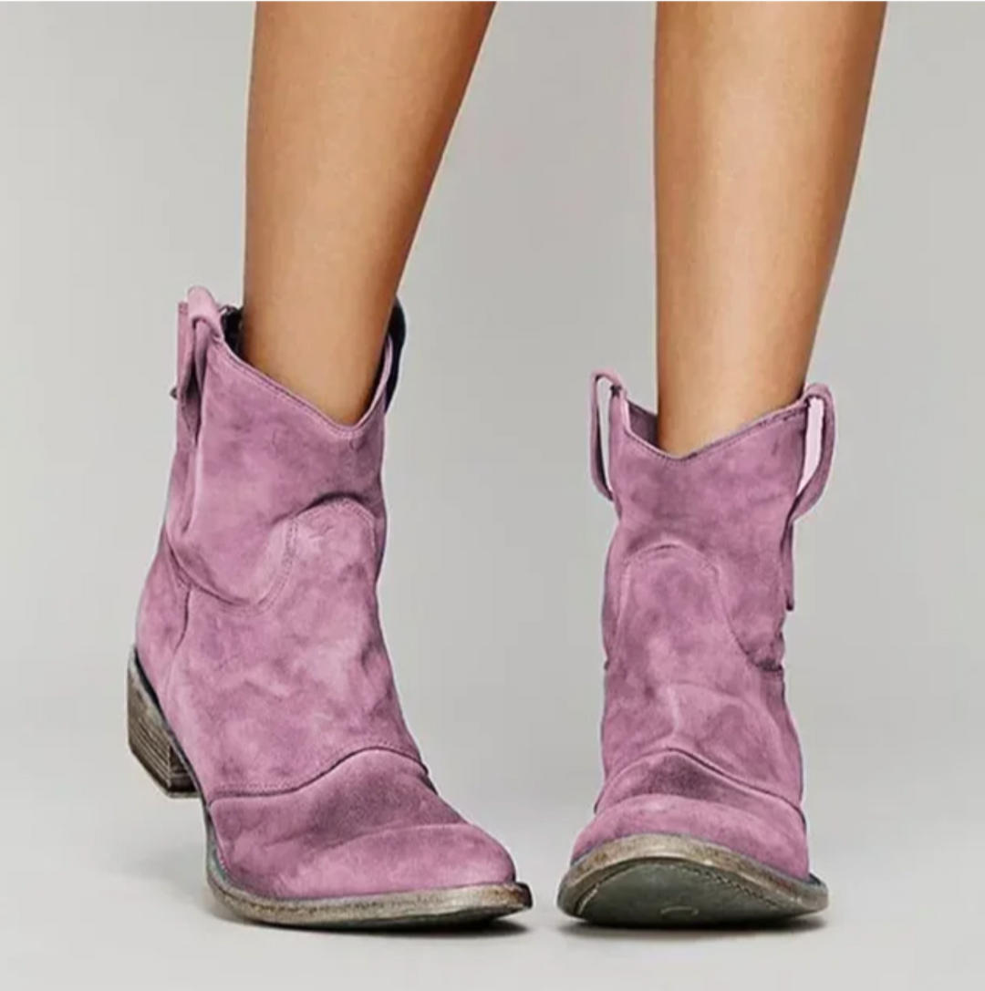Jazlyn - Women's Suede Western Boots with Block Heel