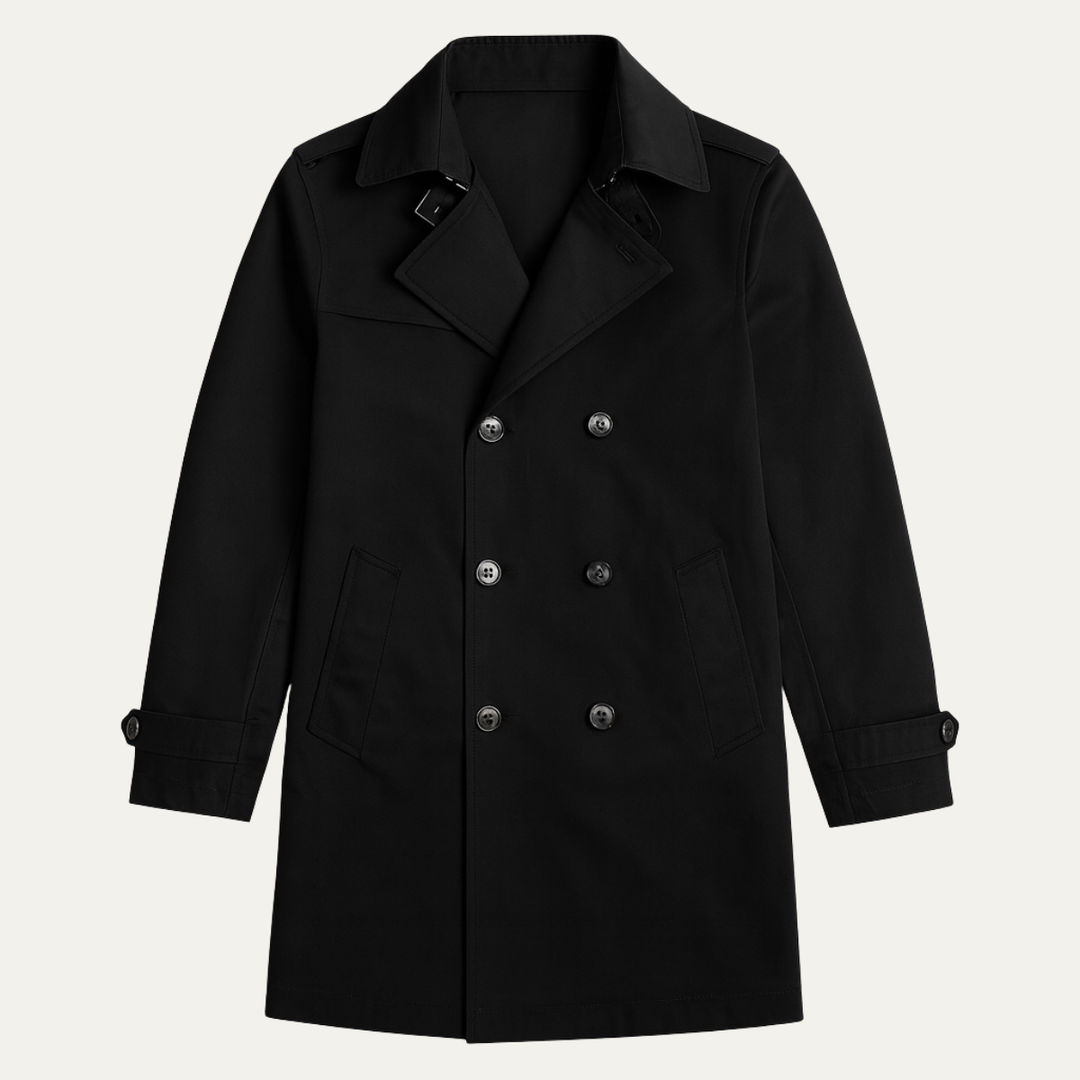 Jericho - Men's Button-Front Overcoat with Notch Lapels