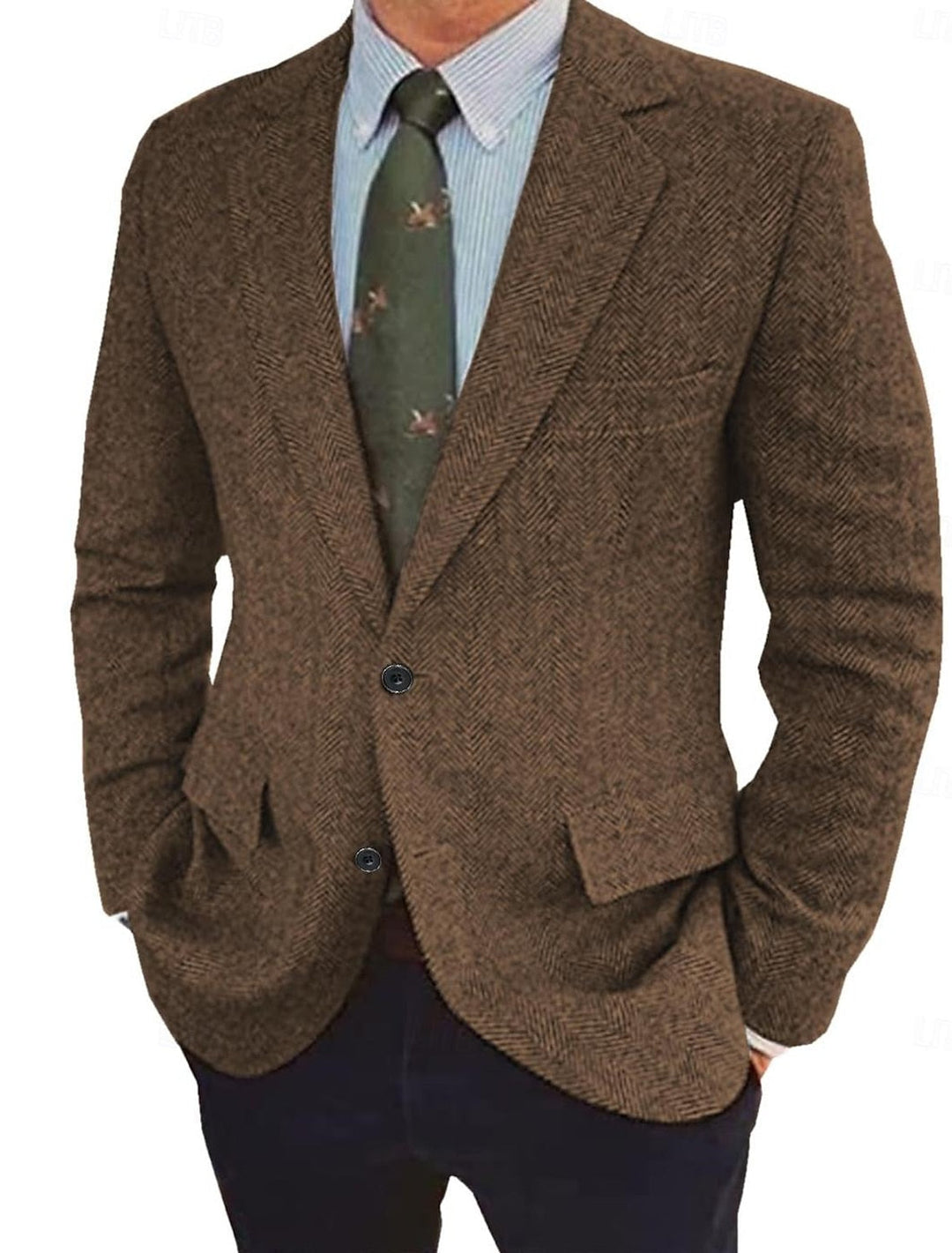 Julian - Men's Herringbone Notch-Lapel Blazer