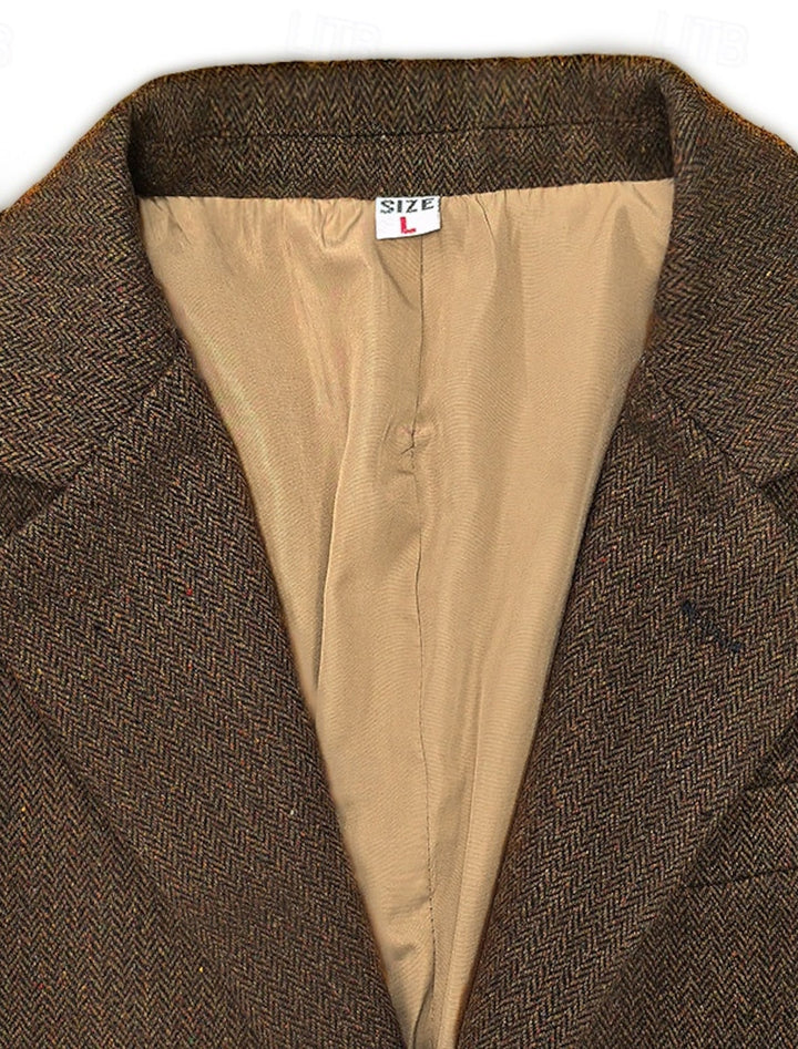 Julian - Men's Herringbone Notch-Lapel Blazer