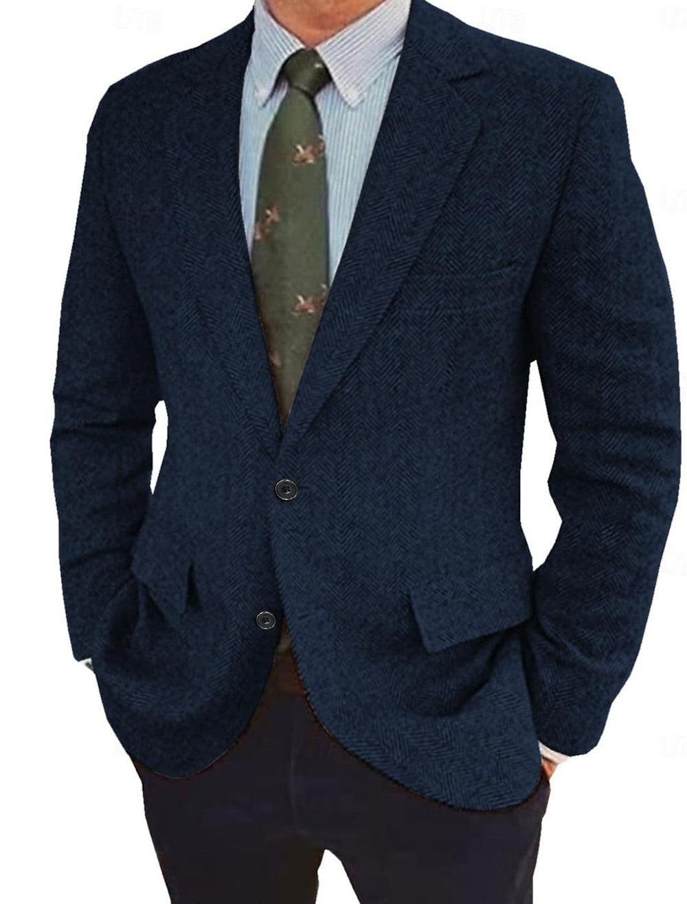 Julian - Men's Herringbone Notch-Lapel Blazer