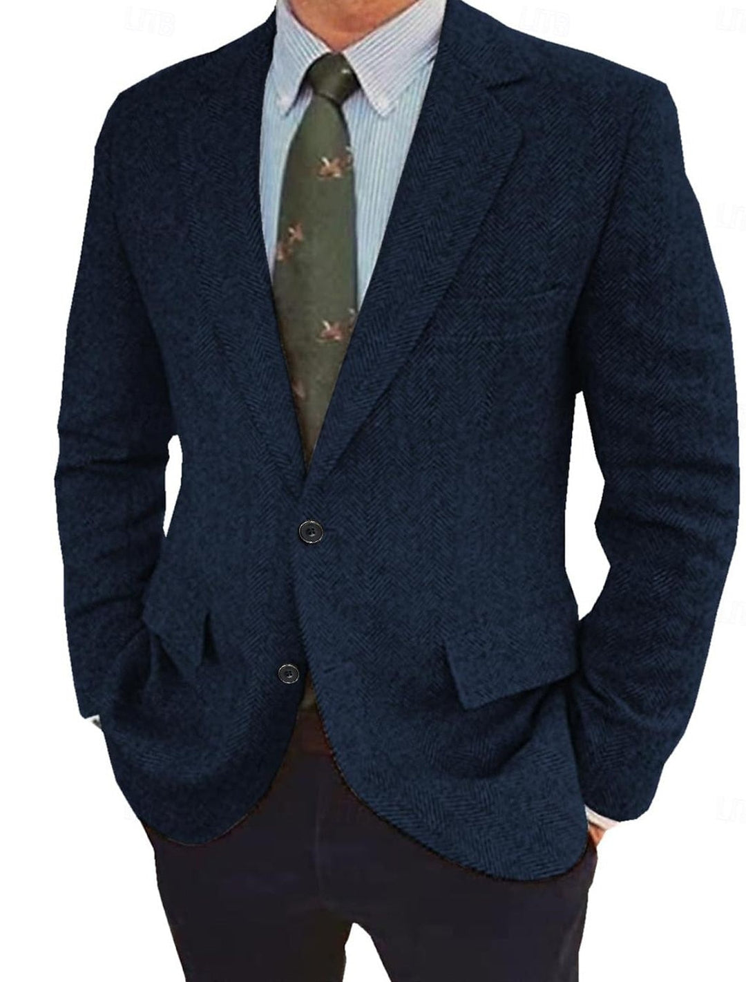 Julian - Men's Herringbone Notch-Lapel Blazer