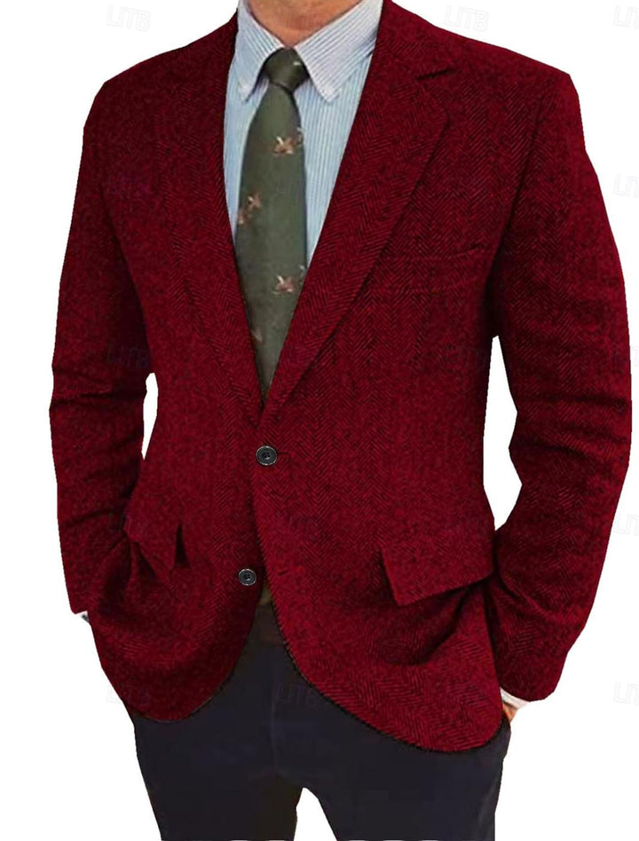 Julian - Men's Herringbone Notch-Lapel Blazer