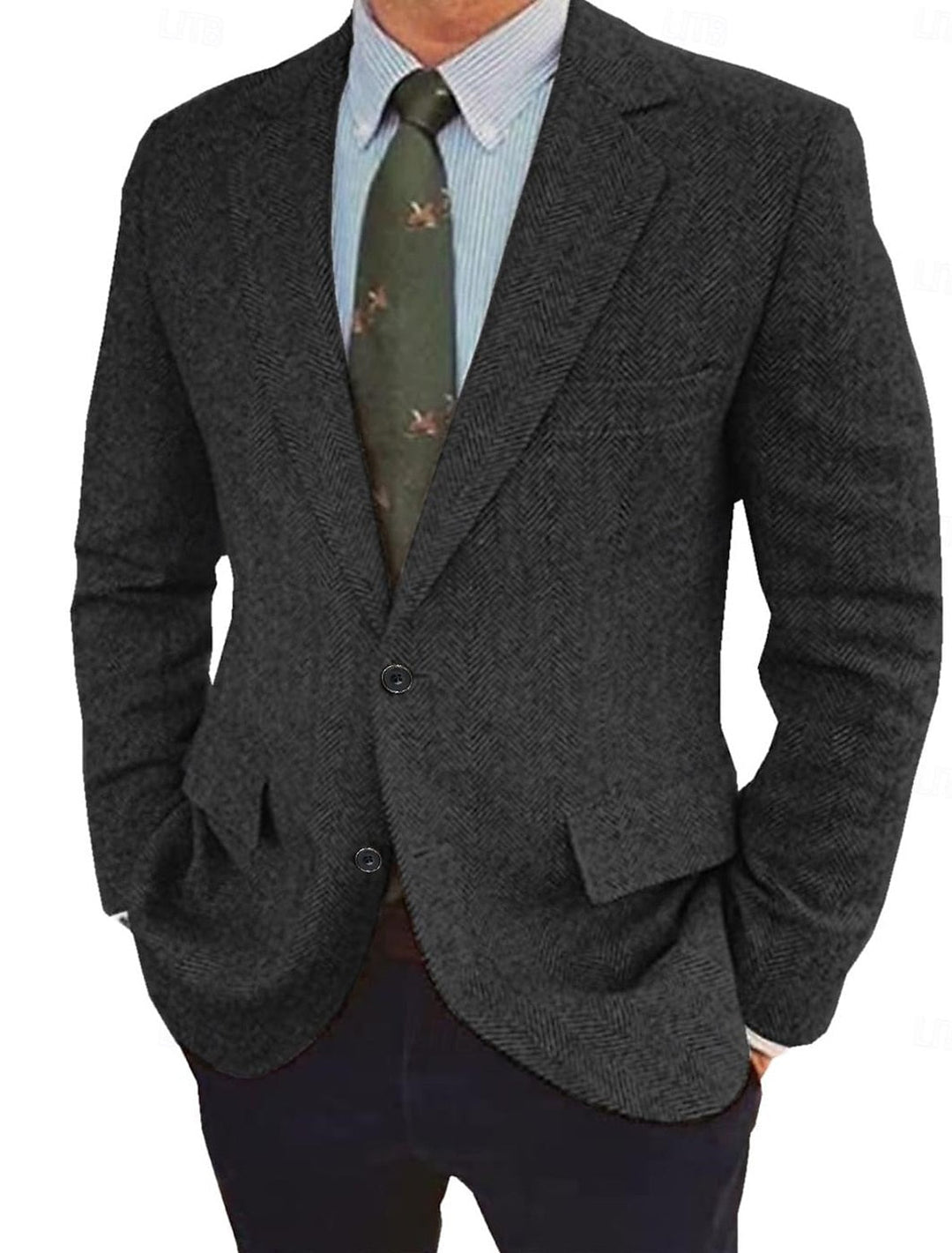 Julian - Men's Herringbone Notch-Lapel Blazer