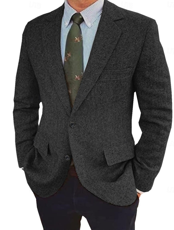 Julian - Men's Herringbone Notch-Lapel Blazer