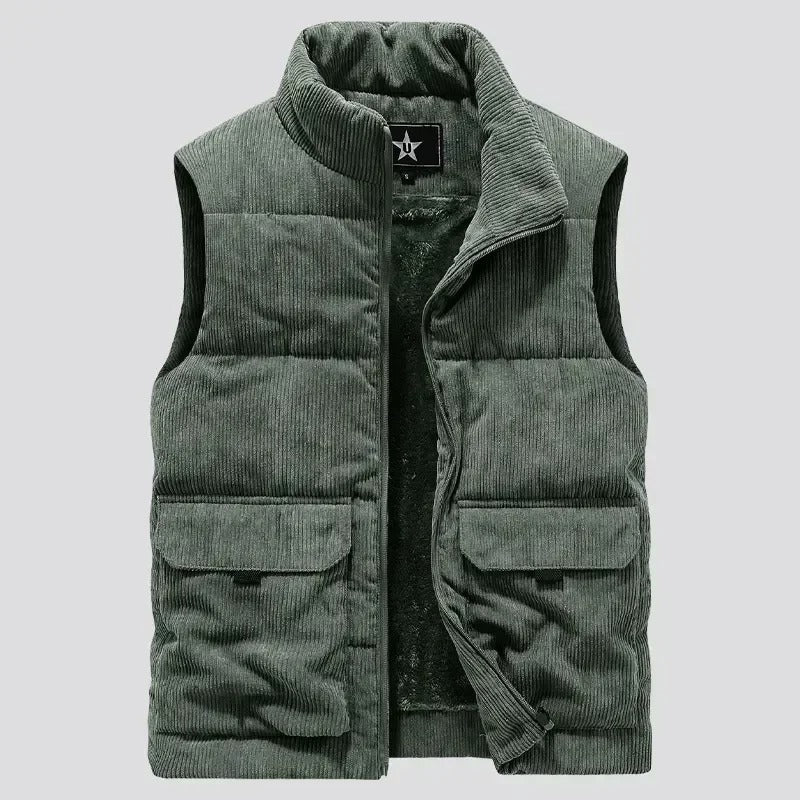 Kellan - Men's Corduroy Puffer Vest with Cargo Pockets