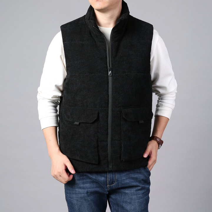 Kellan - Men's Corduroy Puffer Vest with Cargo Pockets