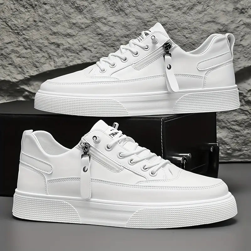 Kester - Men's Side-Zip Lace-Up Leather Sneakers
