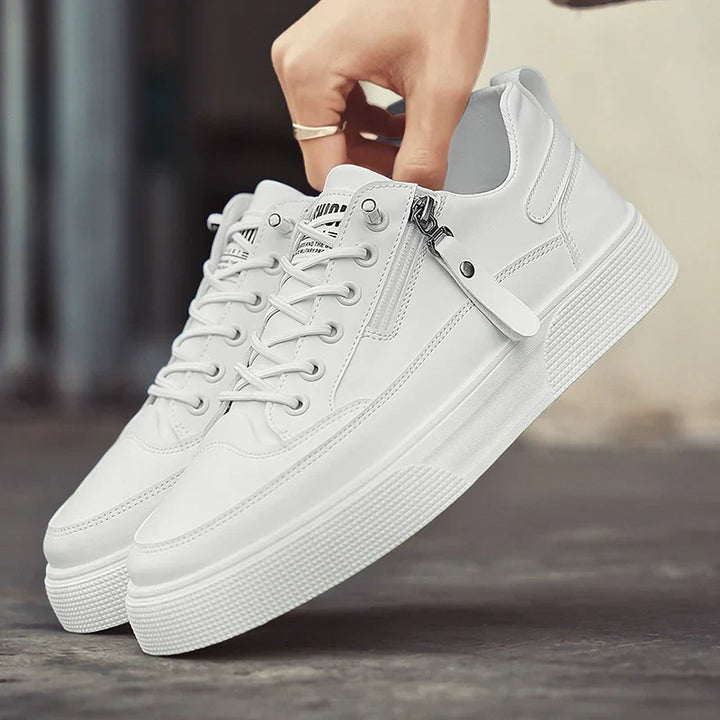 Kester - Men's Side-Zip Lace-Up Leather Sneakers