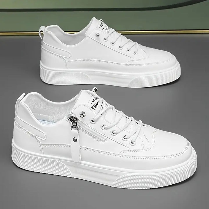 Kester - Men's Side-Zip Lace-Up Leather Sneakers