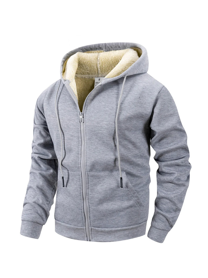 Kieran - Men's Fleece-Lined Zip Hoodie with Sherpa Hood