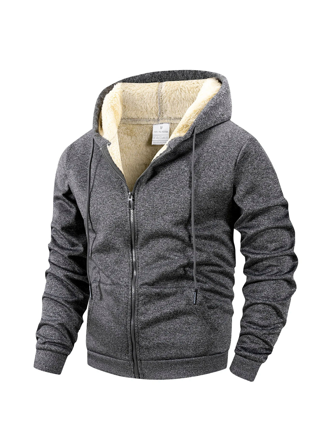 Kieran - Men's Fleece-Lined Zip Hoodie with Sherpa Hood