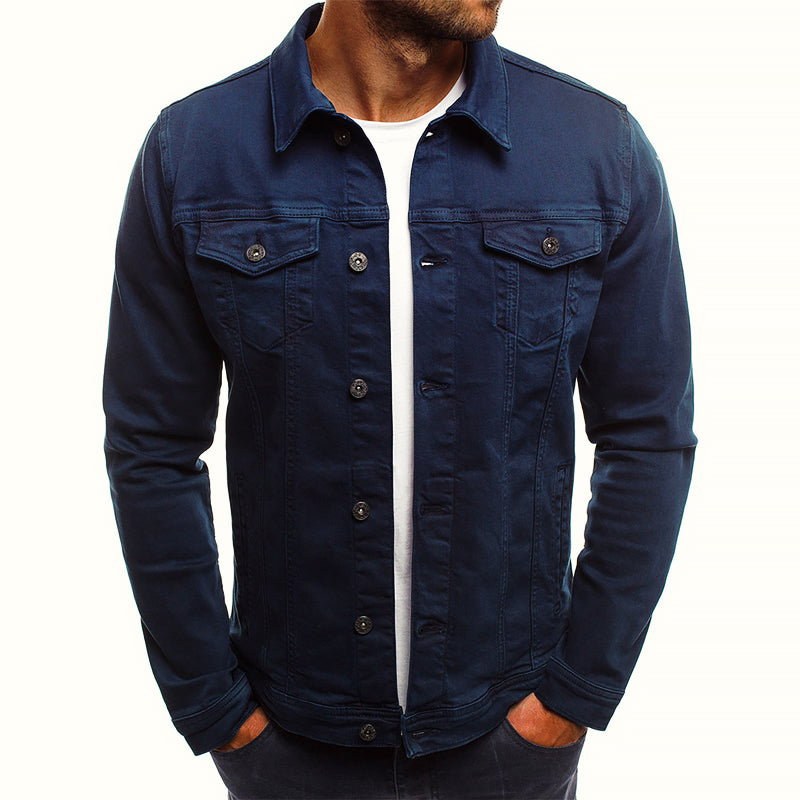 Landon - Men's Button-Front Denim Jacket with Chest Pockets
