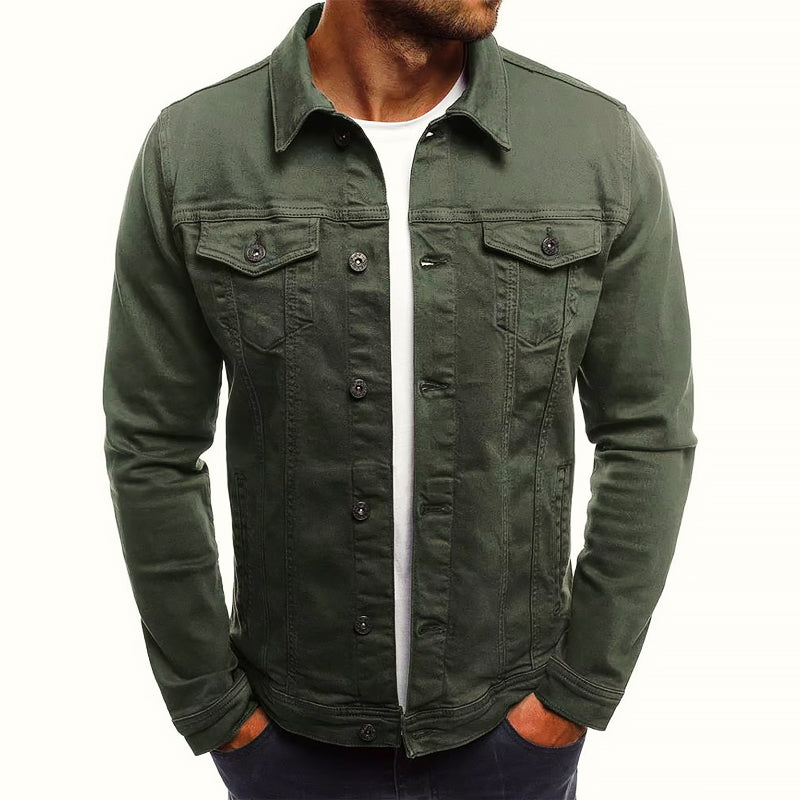Landon - Men's Button-Front Denim Jacket with Chest Pockets