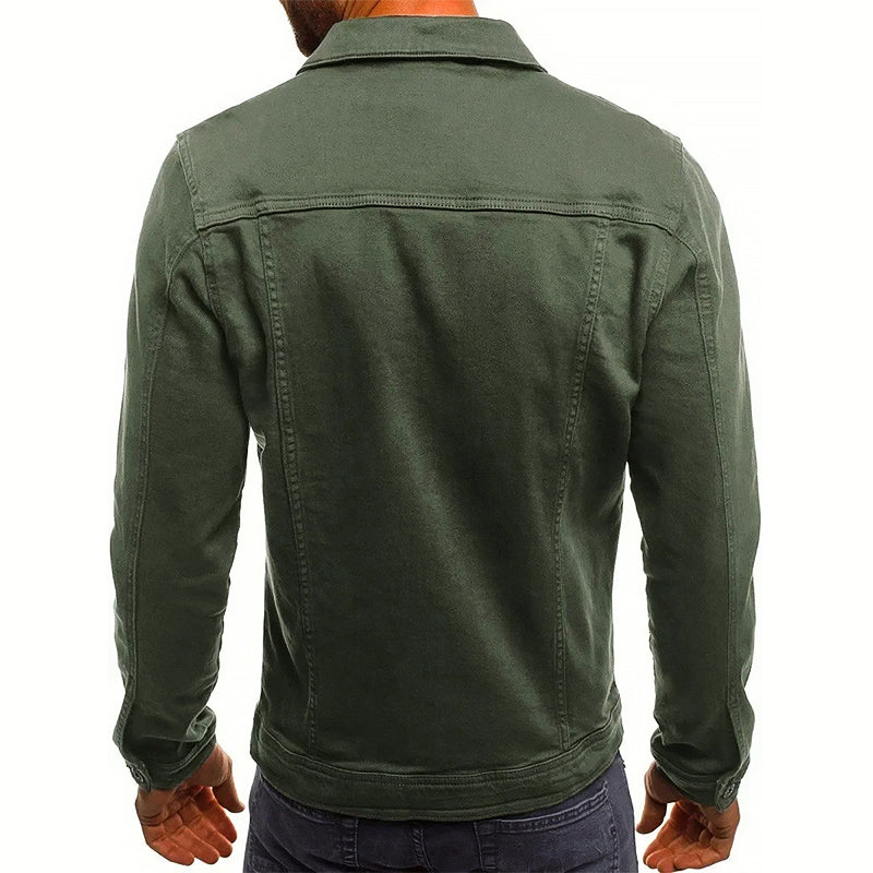 Landon - Men's Button-Front Denim Jacket with Chest Pockets