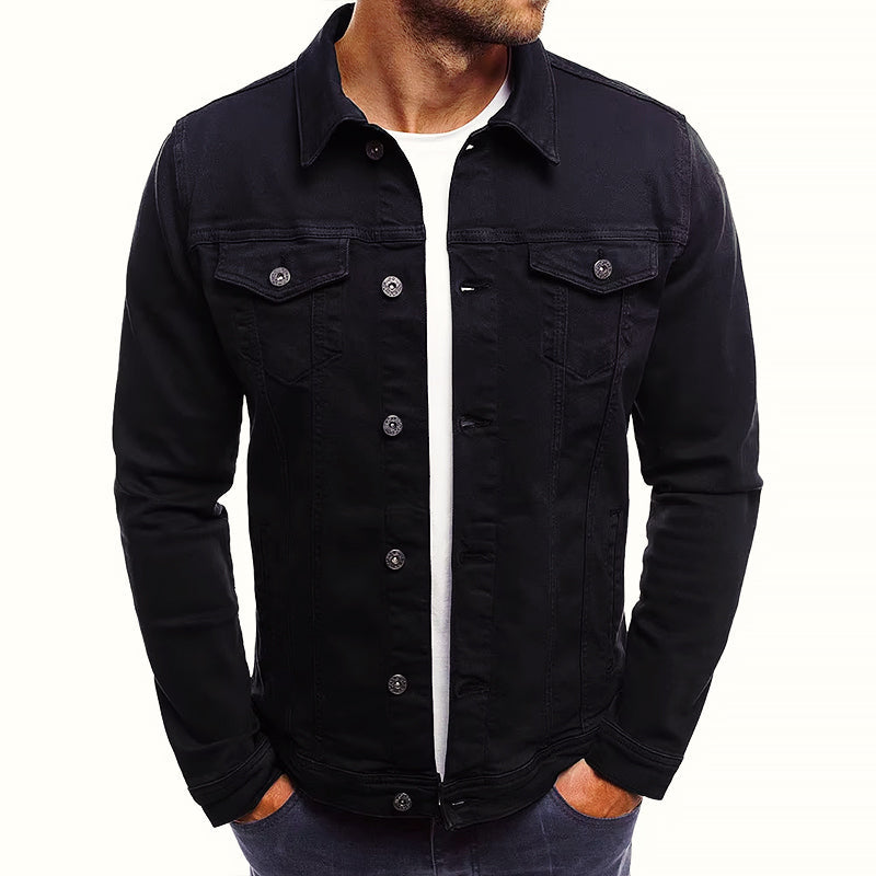 Landon - Men's Button-Front Denim Jacket with Chest Pockets