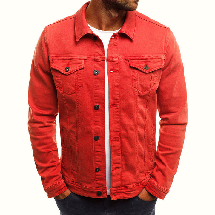 Landon - Men's Button-Front Denim Jacket with Chest Pockets