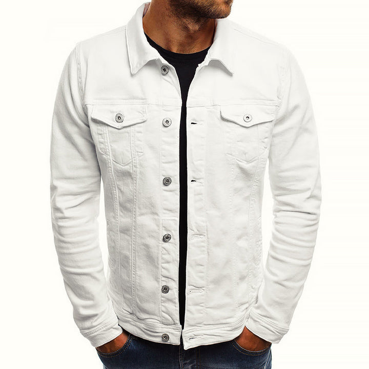 Landon - Men's Button-Front Denim Jacket with Chest Pockets