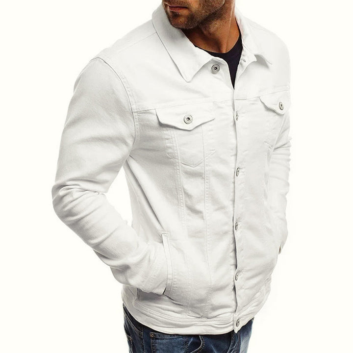 Landon - Men's Button-Front Denim Jacket with Chest Pockets