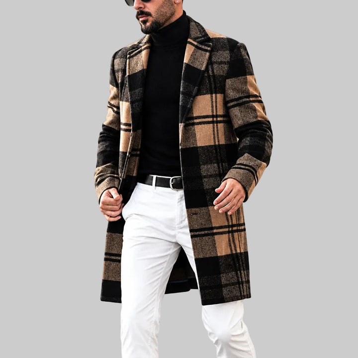 Larry - Men's Plaid Longline Button Coat 2