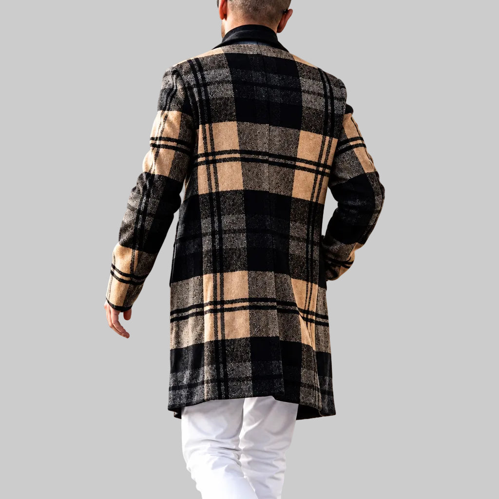 Larry - Men's Plaid Longline Button Coat 3