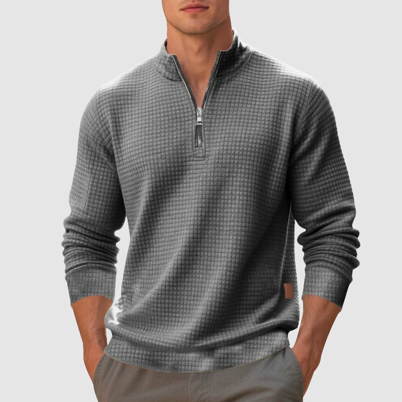 Lennox - Men's Textured Quarter-Zip Mock Neck Sweatshirt