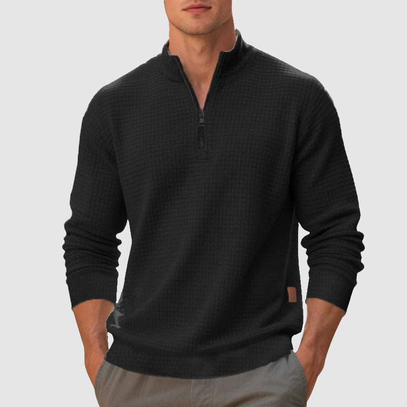 Lennox - Men's Textured Quarter-Zip Mock Neck Sweatshirt
